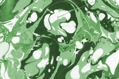 Sulu boya kağıdında yeşil mermer mürekkep dokusu. Mermer taş resim.