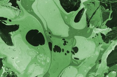 Sulu boya kağıdında yeşil mermer mürekkep dokusu. Mermer taş resim.