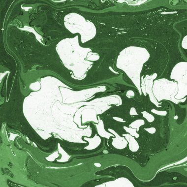 Sulu boya kağıdında yeşil mermer mürekkep dokusu. Mermer taş resim.