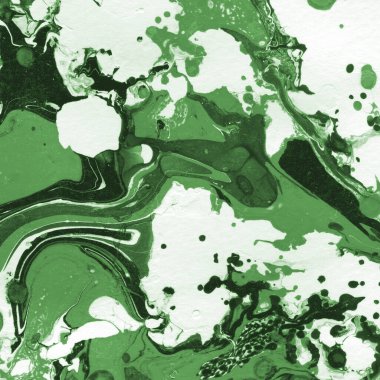 Sulu boya kağıdında yeşil mermer mürekkep dokusu. Mermer taş resim.