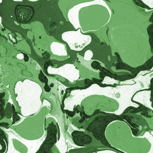 Sulu boya kağıdında yeşil mermer mürekkep dokusu. Mermer taş resim.