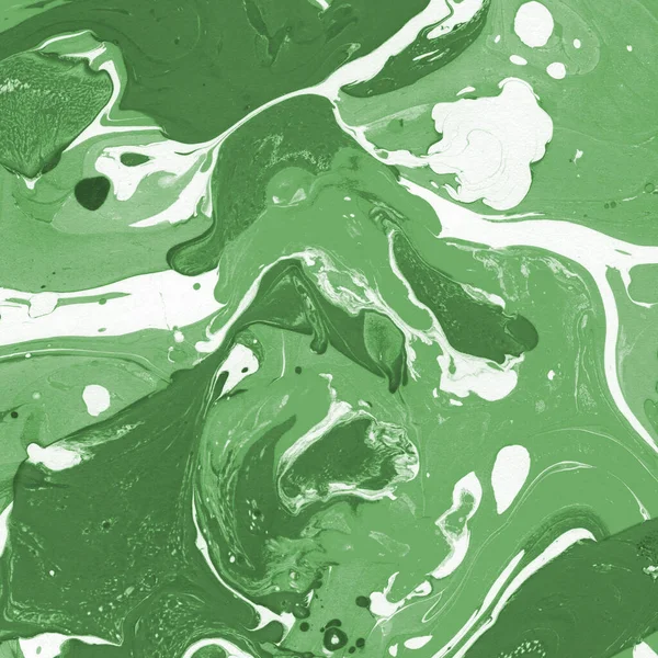 Sulu boya kağıdında yeşil mermer mürekkep dokusu. Mermer taş resim.