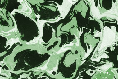 Sulu boya kağıdında yeşil mermer mürekkep dokusu. Mermer taş resim.