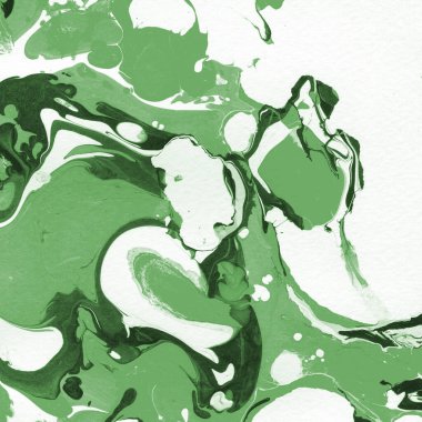 Sulu boya kağıdında yeşil mermer mürekkep dokusu. Mermer taş resim.