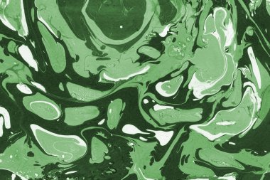 Sulu boya kağıdında yeşil mermer mürekkep dokusu. Mermer taş resim.