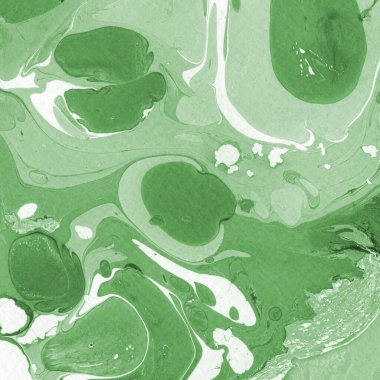 Sulu boya kağıdında yeşil mermer mürekkep dokusu. Mermer taş resim.