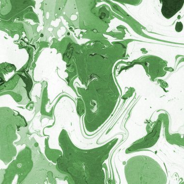 Sulu boya kağıdında yeşil mermer mürekkep dokusu. Mermer taş resim.