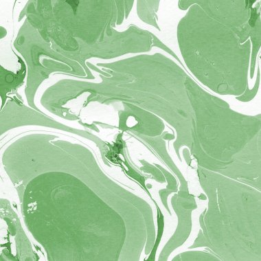 Sulu boya kağıdında yeşil mermer mürekkep dokusu. Mermer taş resim.