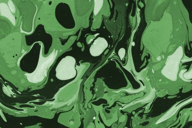 Sulu boya kağıdında yeşil mermer mürekkep dokusu. Mermer taş resim.