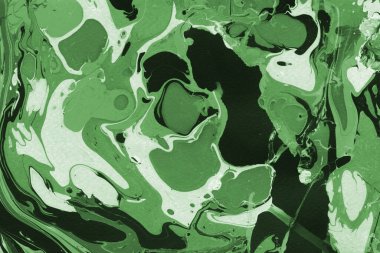 Sulu boya kağıdında yeşil mermer mürekkep dokusu. Mermer taş resim.