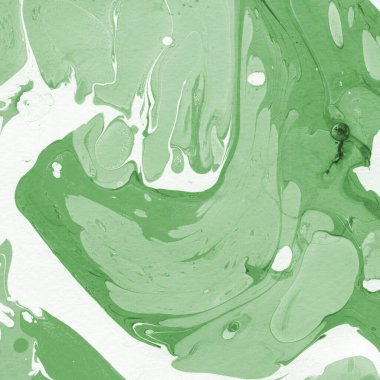 Sulu boya kağıdında yeşil mermer mürekkep dokusu. Mermer taş resim.