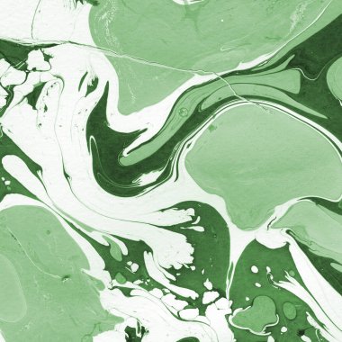 Sulu boya kağıdında yeşil mermer mürekkep dokusu. Mermer taş resim.