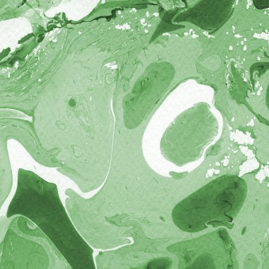 Sulu boya kağıdında yeşil mermer mürekkep dokusu. Mermer taş resim.