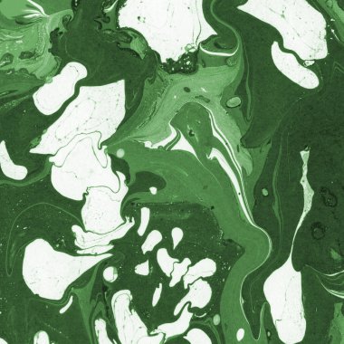 Sulu boya kağıdında yeşil mermer mürekkep dokusu. Mermer taş resim.