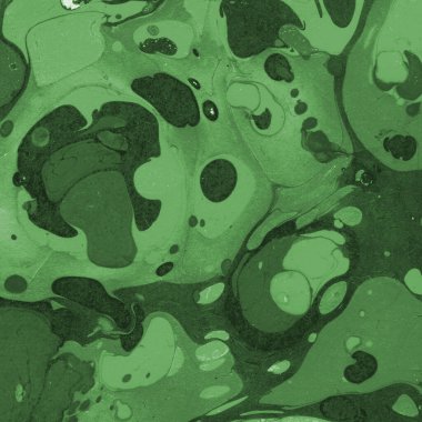 Sulu boya kağıdında yeşil mermer mürekkep dokusu. Mermer taş resim.