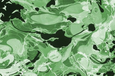 Sulu boya kağıdında yeşil mermer mürekkep dokusu. Mermer taş resim.
