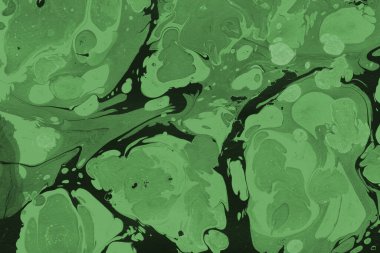 Sulu boya kağıdında yeşil mermer mürekkep dokusu. Mermer taş resim.