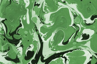 Sulu boya kağıdında yeşil mermer mürekkep dokusu. Mermer taş resim.