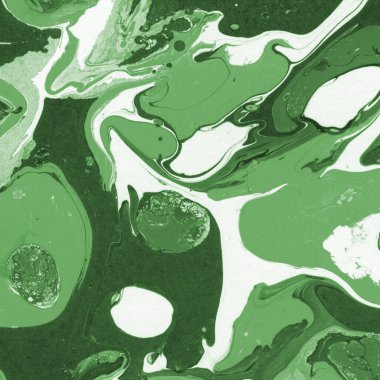 Sulu boya kağıdında yeşil mermer mürekkep dokusu. Mermer taş resim.