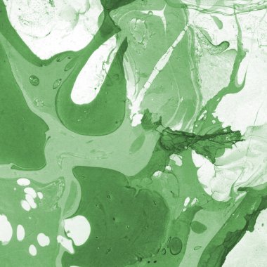 Sulu boya kağıdında yeşil mermer mürekkep dokusu. Mermer taş resim.
