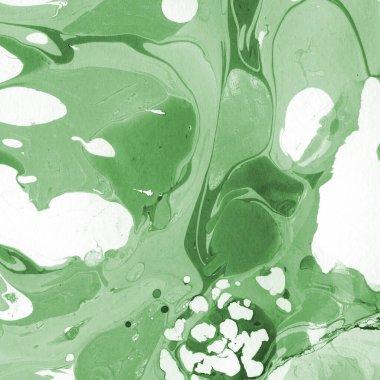Sulu boya kağıdında yeşil mermer mürekkep dokusu. Mermer taş resim.