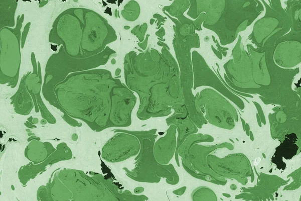 Sulu boya kağıdında yeşil mermer mürekkep dokusu. Mermer taş resim.