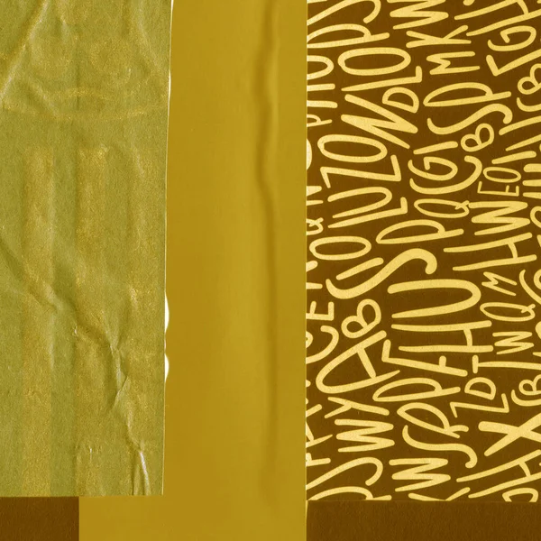 Çeşitli kağıtların kolajı, renkli soyut arkaplan  