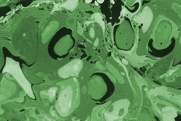 Sulu boya kağıdında yeşil mermer mürekkep dokusu. Mermer taş resim.