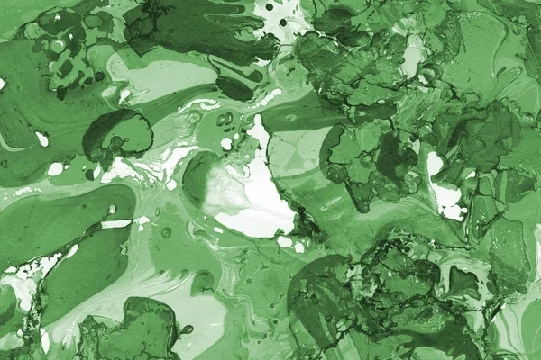 Sulu boya kağıdında yeşil mermer mürekkep dokusu. Mermer taş resim.