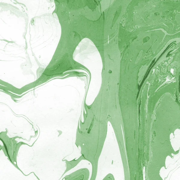 Sulu boya kağıdında yeşil mermer mürekkep dokusu. Mermer taş resim.