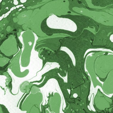 Sulu boya kağıdında yeşil mermer mürekkep dokusu. Mermer taş resim.