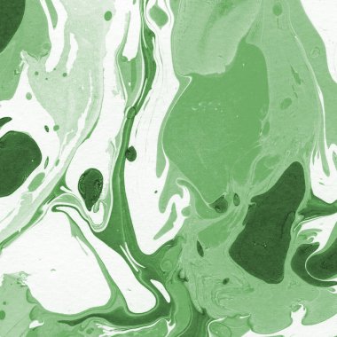 Sulu boya kağıdında yeşil mermer mürekkep dokusu. Mermer taş resim.