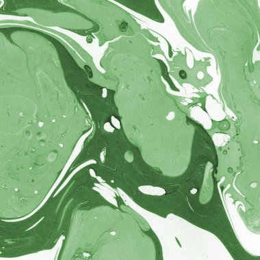 Sulu boya kağıdında yeşil mermer mürekkep dokusu. Mermer taş resim.