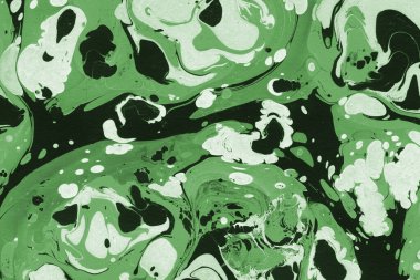 Sulu boya kağıdında yeşil mermer mürekkep dokusu. Mermer taş resim.