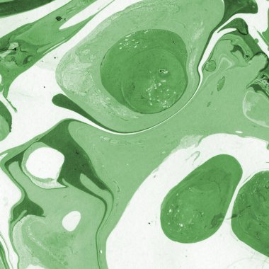 Sulu boya kağıdında yeşil mermer mürekkep dokusu. Mermer taş resim.