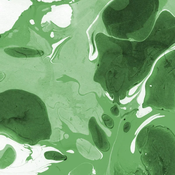 Sulu boya kağıdında yeşil mermer mürekkep dokusu. Mermer taş resim.