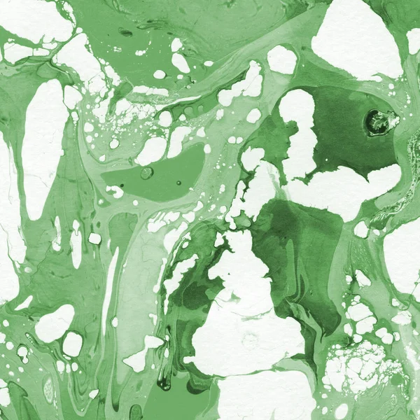 Sulu boya kağıdında yeşil mermer mürekkep dokusu. Mermer taş resim.