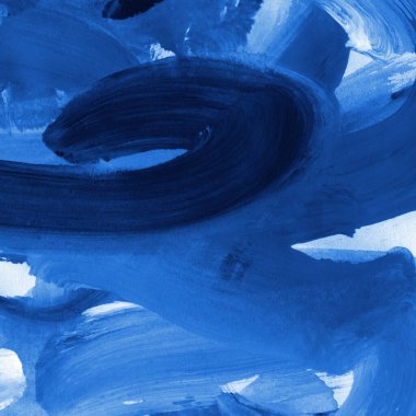 Kağıt dokuda renkli mavi akrilik boya. Kaotik soyut organik tasarım. Decalcomania sanat tekniği arka planı.