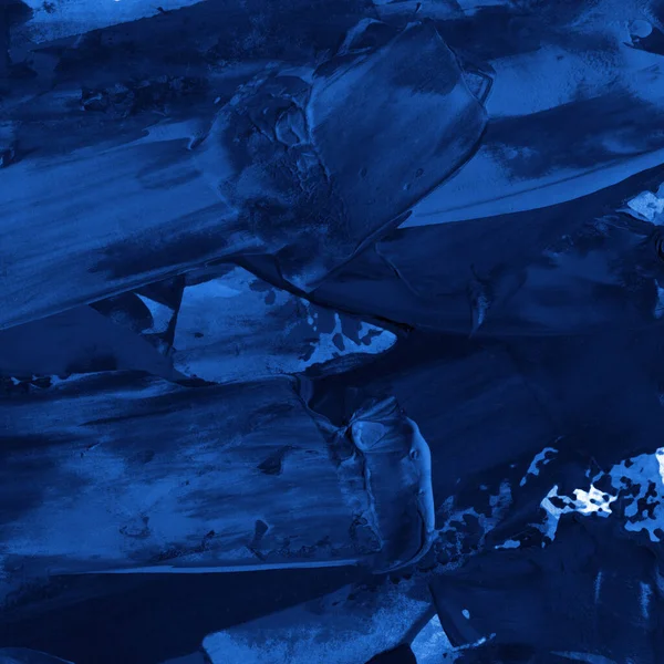 彩色蓝色丙烯酸涂料在纸纹理上 无趣的抽象有机设计 Decalcomania艺术背景 — 图库照片