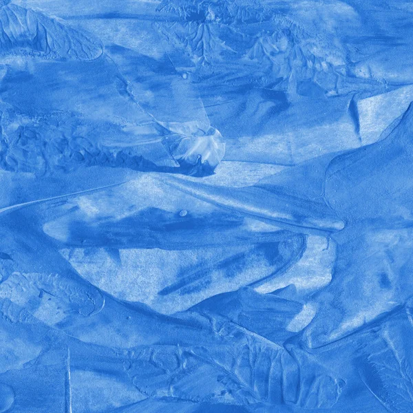 Barevná Modrá Akrylová Barva Papírové Textuře Chaotický Abstraktní Organický Design — Stock fotografie