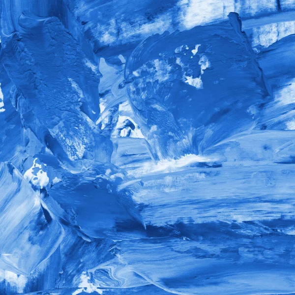 Цветная Синяя Акриловая Краска Бумажной Текстуре Хаотический Абстрактный Органический Дизайн — стоковое фото