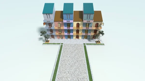 Ciudad Casa 3D Render — Foto de Stock