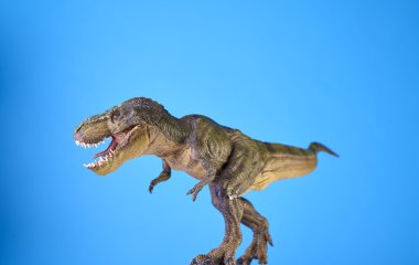 Dinozor mavi arka planda