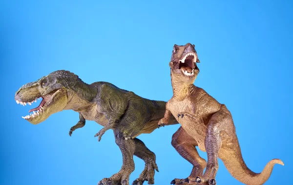 Dinossauro em fundo azul — Fotografia de Stock