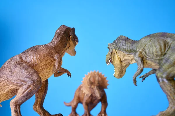 Dinosauro su sfondo blu — Foto Stock