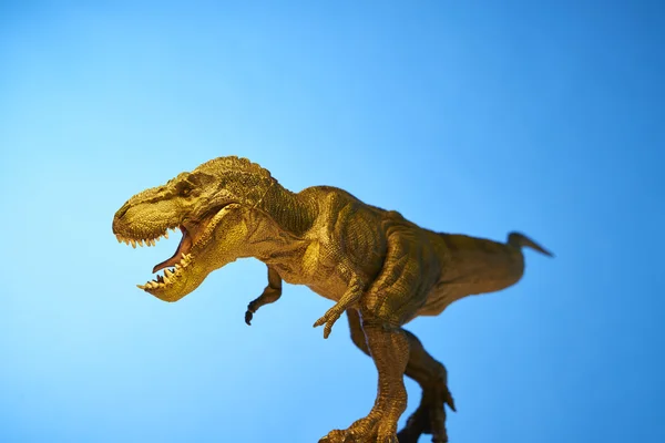 Динозавр на синьому фоні — стокове фото