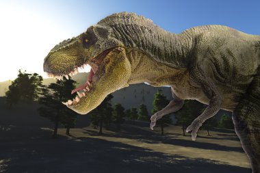 Dinozor dağ manzarası içinde