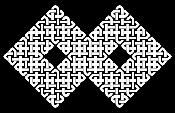 Asian (Chinese, Korean or Japanese) or Celtic style knot. Monochromatic vector illustration. White knot on black background, isolated. — Διανυσματικό Αρχείο