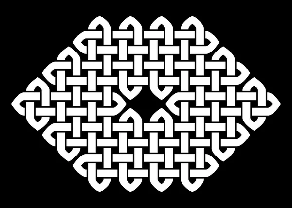 Asian (Chinese, Korean or Japanese) or Celtic style knot. Monochromatic vector illustration. White knot on black background, isolated. — Stock vektor