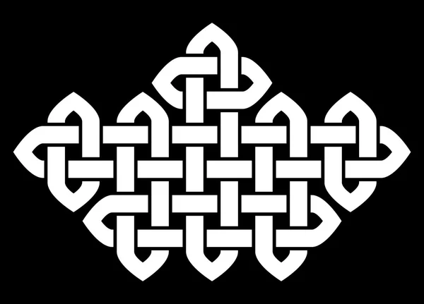 Aziatische (Chinees, Koreaans of Japans) of Keltische stijl knoop in de vorm van een vlinder. Monochromatische vector illustratie. Witte knoop op donkergrijze achtergrond, geïsoleerd. — Stockvector